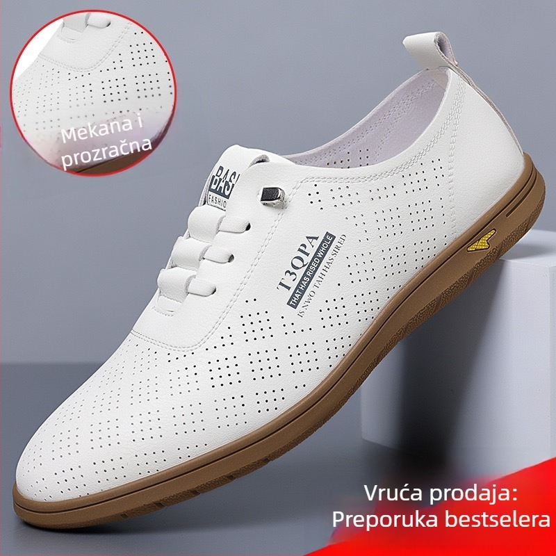 Nove muške casual cipele s okruglim vrhom, poslovne, trendi muške cipele, male bijele cipele, kožne cipele, veleprodaja iz tvornice 9173