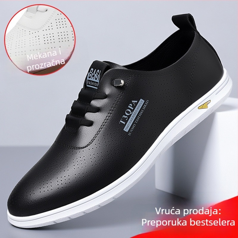 Nove muške casual cipele s okruglim vrhom, poslovne, trendi muške cipele, male bijele cipele, kožne cipele, veleprodaja iz tvornice 9173