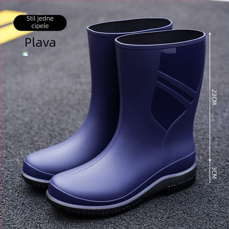 Europske i američke modne čizme za kišu do sredine teleta, muške vodene cipele, niske čizme za kišu, vodootporne neklizajuće gumene cipele za kuhinju, ribolov, pranje automobila, radne cipele
