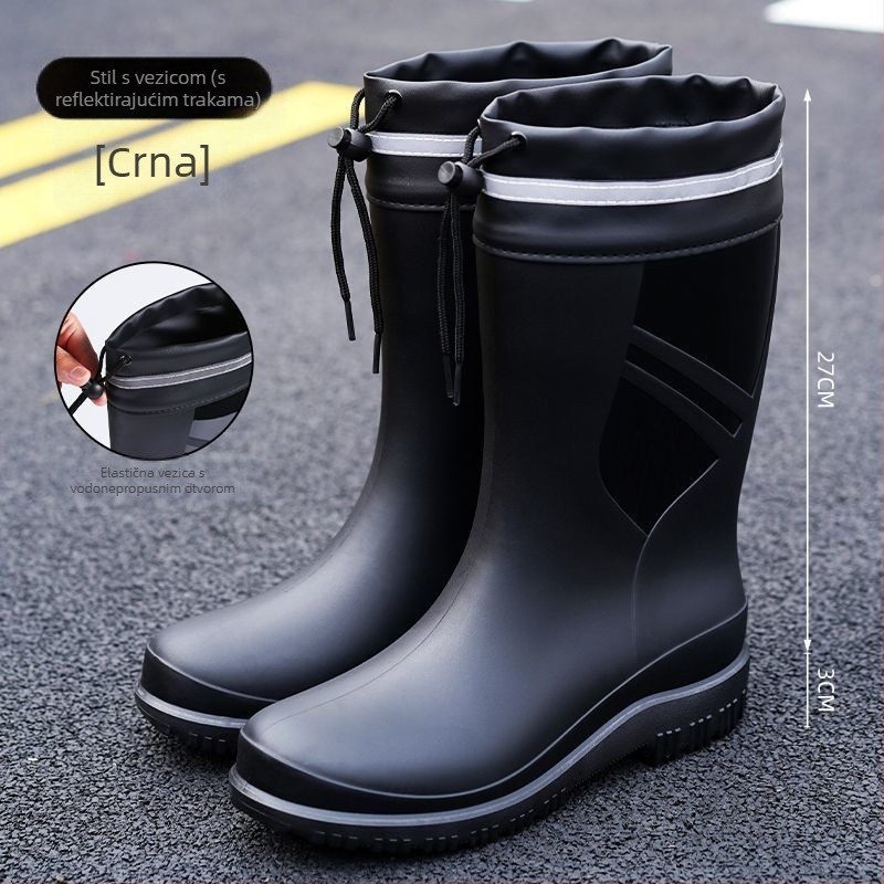 Europske i američke modne čizme za kišu do sredine teleta, muške vodene cipele, niske čizme za kišu, vodootporne neklizajuće gumene cipele za kuhinju, ribolov, pranje automobila, radne cipele