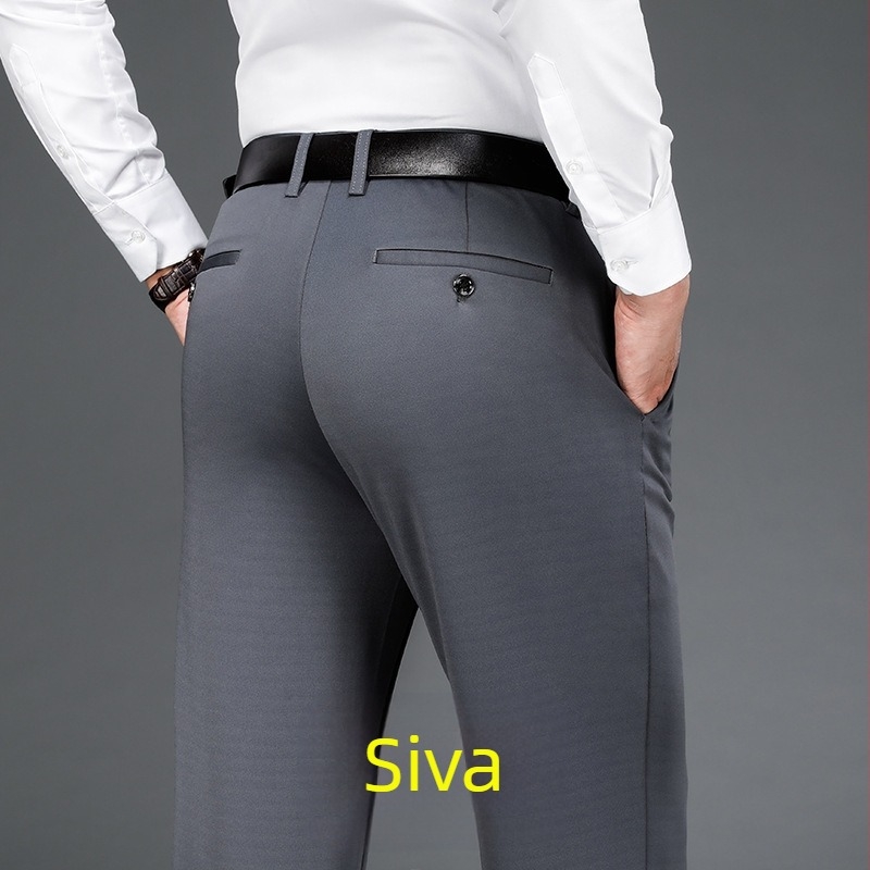 Četverostrane elastične muške ležerne hlače velikih dimenzija, ravne, široke, plus debele muške hlače, jesenske i zimske debele poslovne hlače