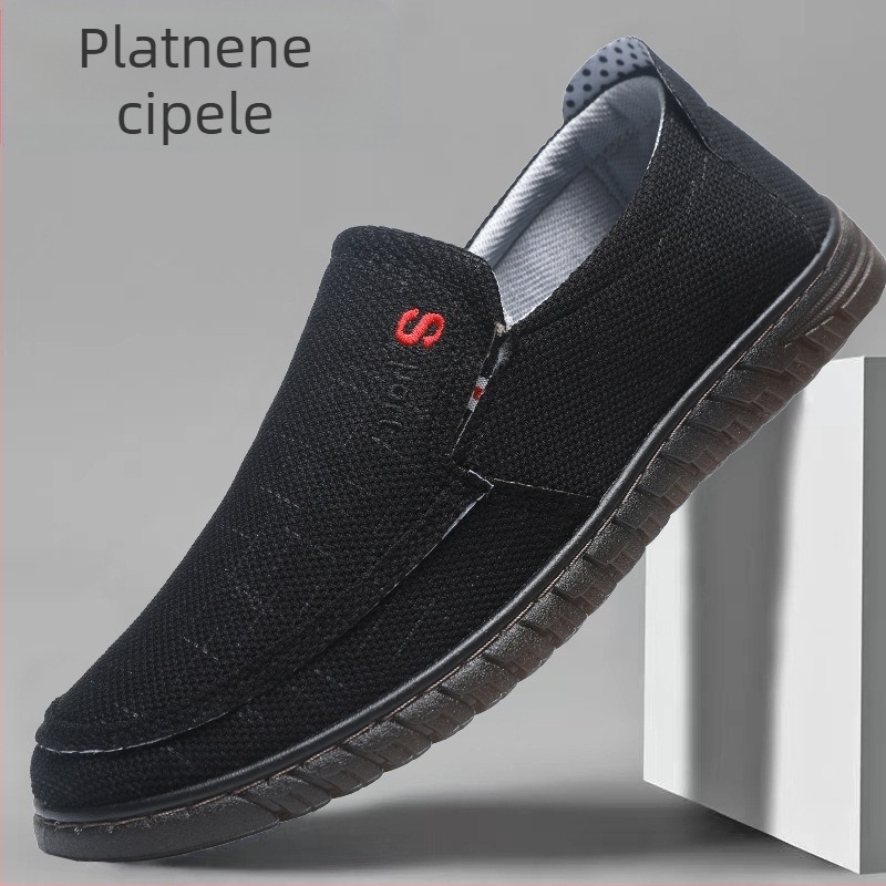Stare pekinške platnene cipele, muške lagane, prozračne cipele za srednje i starije tate, mekano dno s goveđim potplatom, starije osobe, muške cipele većih veličina, serija
