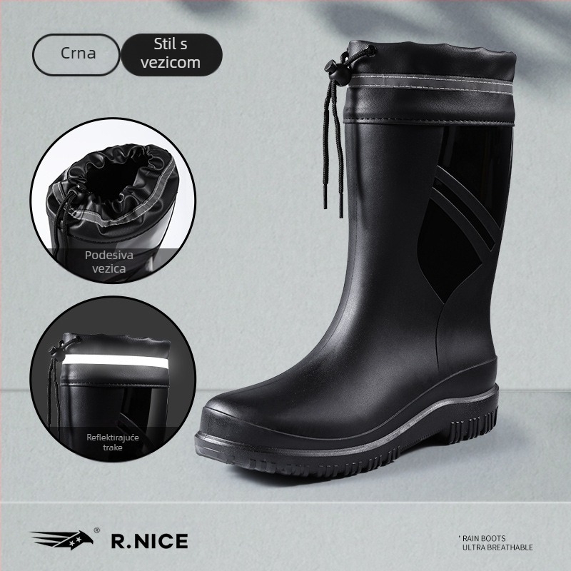 Nove gumene čizme, neklizajuće, srednje veličine, vanjske, moderne vodene cipele, pranje automobila, kuhinja, kuharski posao, vodootporne za usta, muške kišne čizme