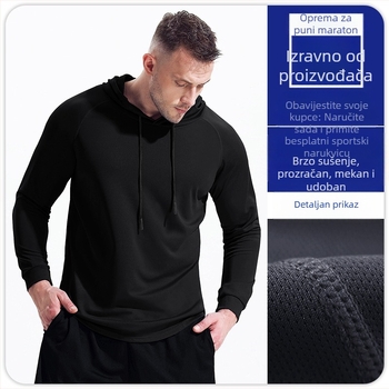 Muška jesensko-zimska sportska majica s kapuljačom dugih rukava, brzosušeća, prozračna, za košarku, trčanje, maraton, fitness i trening