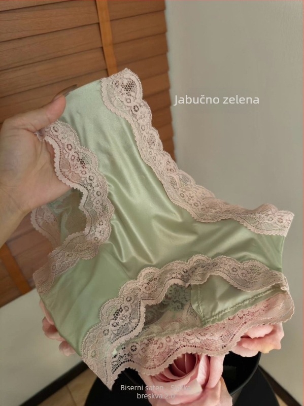 Seksi čipkaste satenske ženske gaćice, seksi šuplje, čista želja, mrežaste čipkaste gaćice s mašnom, pamučne gaćice s međunožjem