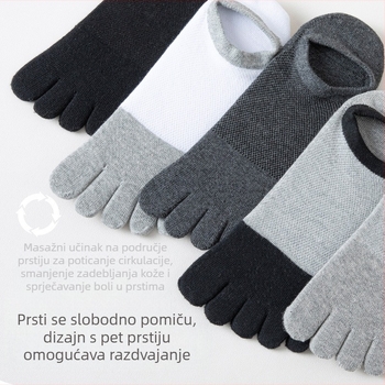 Muške ljetne čarape s pet prstiju, dezodorans, upijaju znoj, antibakterijske, ljetne mrežaste, prozračne, s pet prstiju i razdvojenim prstima, muške čamce s pet prstiju