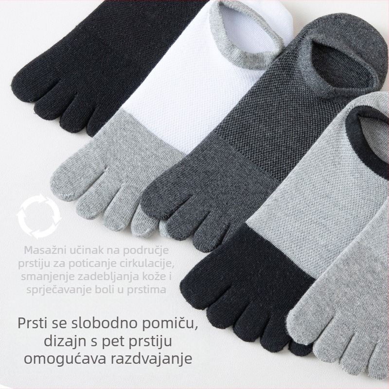 Muške ljetne čarape s pet prstiju, dezodorans, upijaju znoj, antibakterijske, ljetne mrežaste, prozračne, s pet prstiju i razdvojenim prstima, muške čamce s pet prstiju