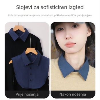 Muški ovratnik košulje, lažni ovratnik, ovratnik odijela, svestrani zimski radni unisex bijeli nebesko plavi ukrasni lažni ovratnik