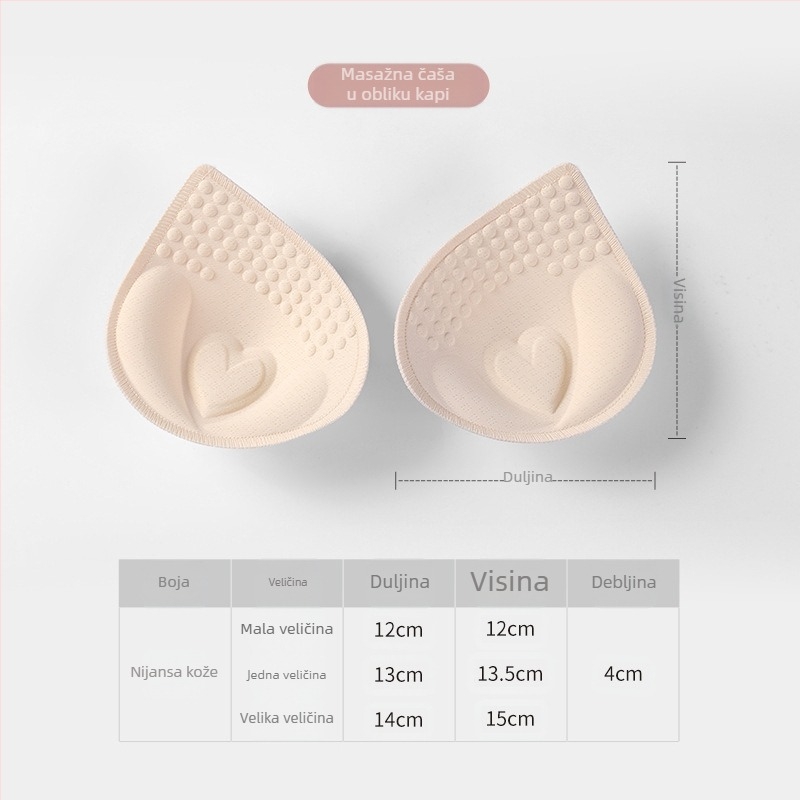 Lateks povećani jastučić za prsa, ekstra debelo bešavno donje rublje, ženski sportski prsluk s kalupom, podijeljen, jednodijelni univerzalni jastučić za prsa