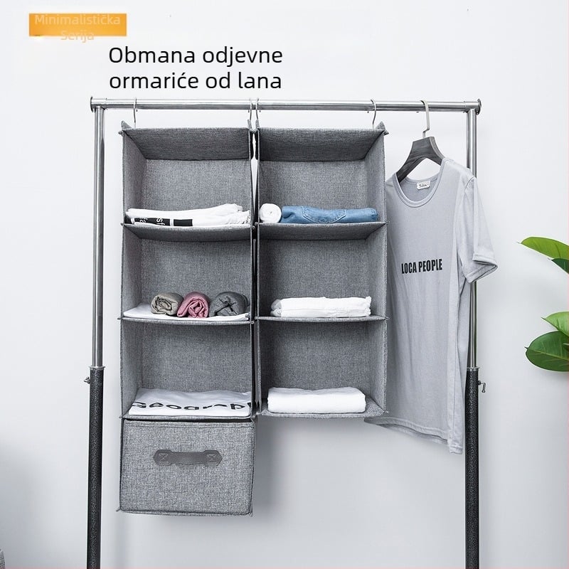 Vrećica za viseći ormar s dvostrukom kukom za lan i ladicama, višeslojna viseća organizirana vrećica za pohranu