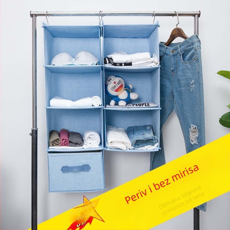 Vrećica za viseći ormar s dvostrukom kukom za lan i ladicama, višeslojna viseća organizirana vrećica za pohranu