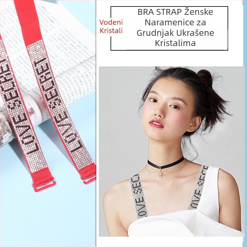 Vrhunsko seksi donje rublje s cirkonima, naramenica, tanki remen, godina rođenja s dijamantnim naramenicama za grudnjak, neklizajuća podesiva haljina s vidljivim detaljima