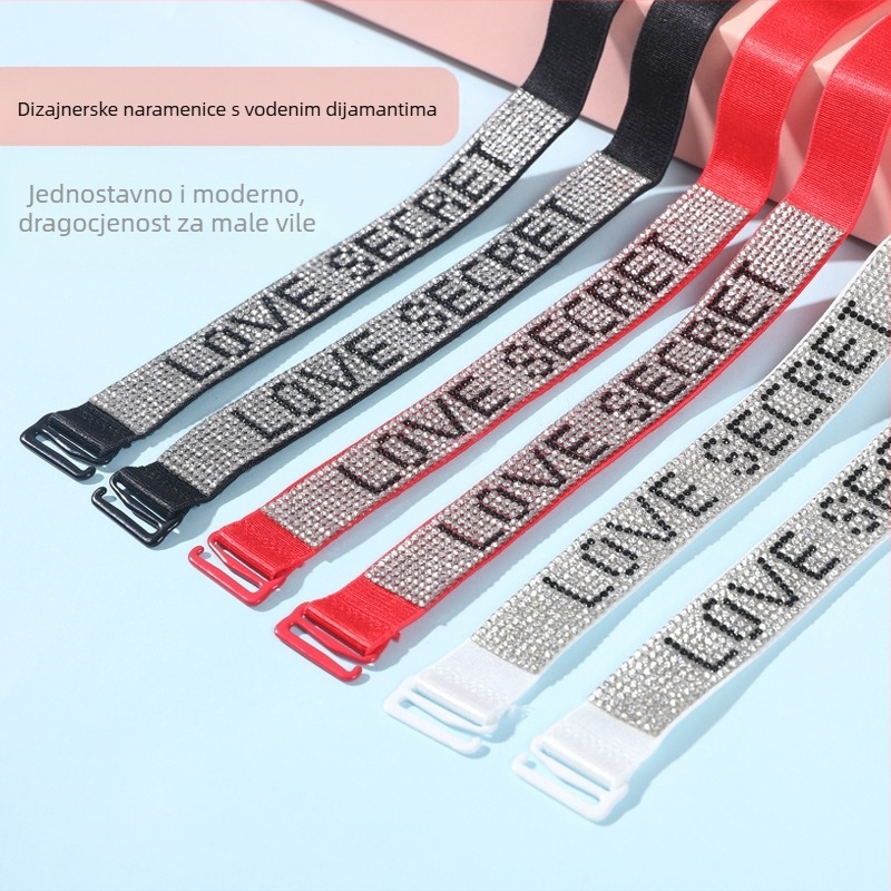 Vrhunsko seksi donje rublje s cirkonima, naramenica, tanki remen, godina rođenja s dijamantnim naramenicama za grudnjak, neklizajuća podesiva haljina s vidljivim detaljima