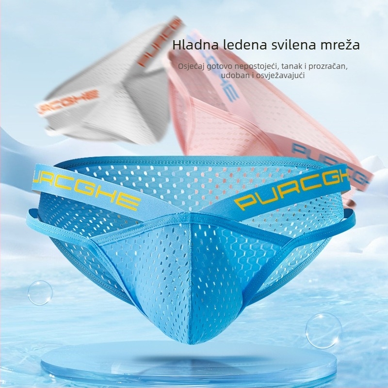 Muško donje rublje trokutasto ledeno svileno mrežasto prozračno trodimenzionalno U konveksno utor za mlade dječake kratke hlače dostava na veliko