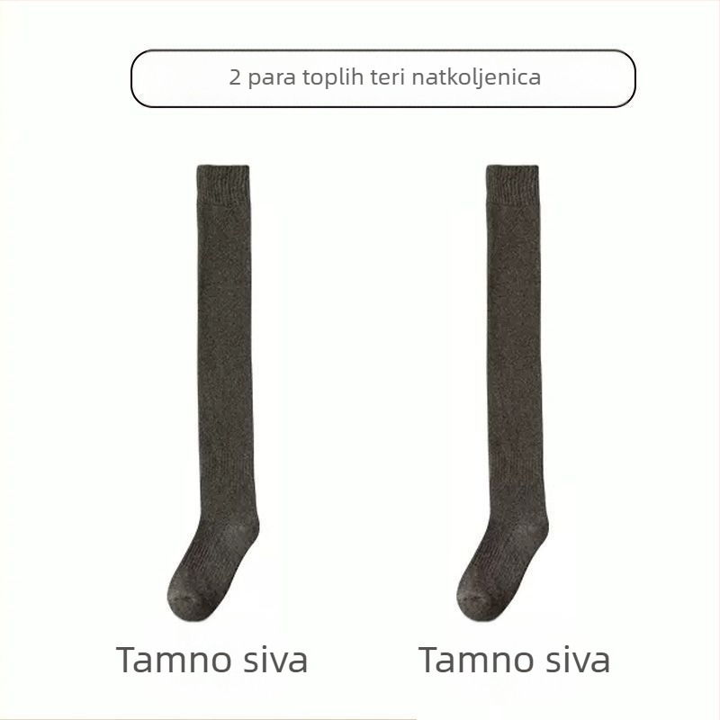 Muške čarape preko koljena s flis podstavom, zadebljane tople štitnike za koljena, čarape za srednju i stariju dob, duge, visoke čarape