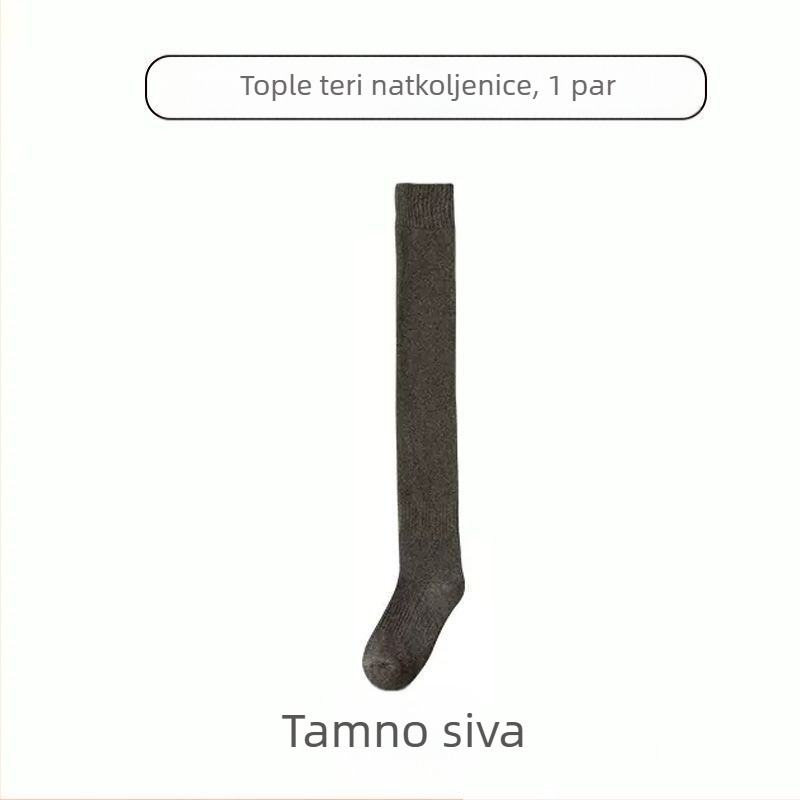 Muške čarape preko koljena s flis podstavom, zadebljane tople štitnike za koljena, čarape za srednju i stariju dob, duge, visoke čarape