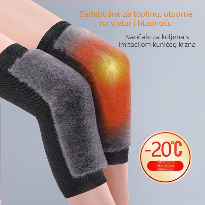 Jesenski i zimski topli štitnici za koljena od imitacije zečje dlake, podstavljeni flisom, štitnici za koljena za stare hladne noge, hladne klima uređaje, zadebljani sportski štitnici za koljena