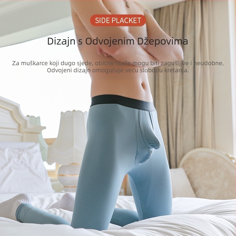 Muške tople jesensko-zimske pamučne tajice za dječake s odvajanjem metaka, jednom sobom i dnevnim boravkom, slonovim nosom i osobnim dizajnom