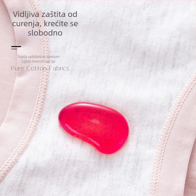 Ženske menstrualne gaćice visokog struka od čistog pamuka, nepropusne, proširene, mekane higijenske gaćice, protiv bočnog curenja