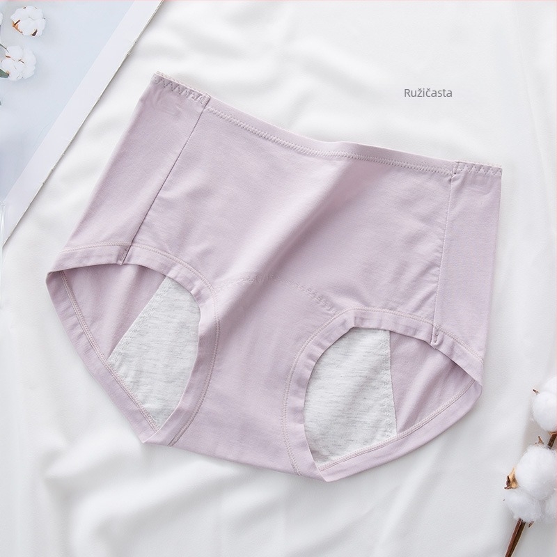 Ženske menstrualne gaćice visokog struka od čistog pamuka, nepropusne, proširene, mekane higijenske gaćice, protiv bočnog curenja