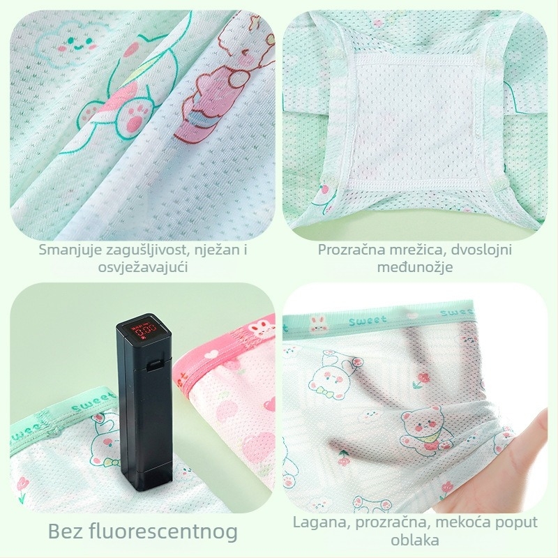 Dječje donje rublje Djevojačke bokserice klase A Ledena svila Ljetne tanke 7A antibakterijske crtane bokserice za bebe