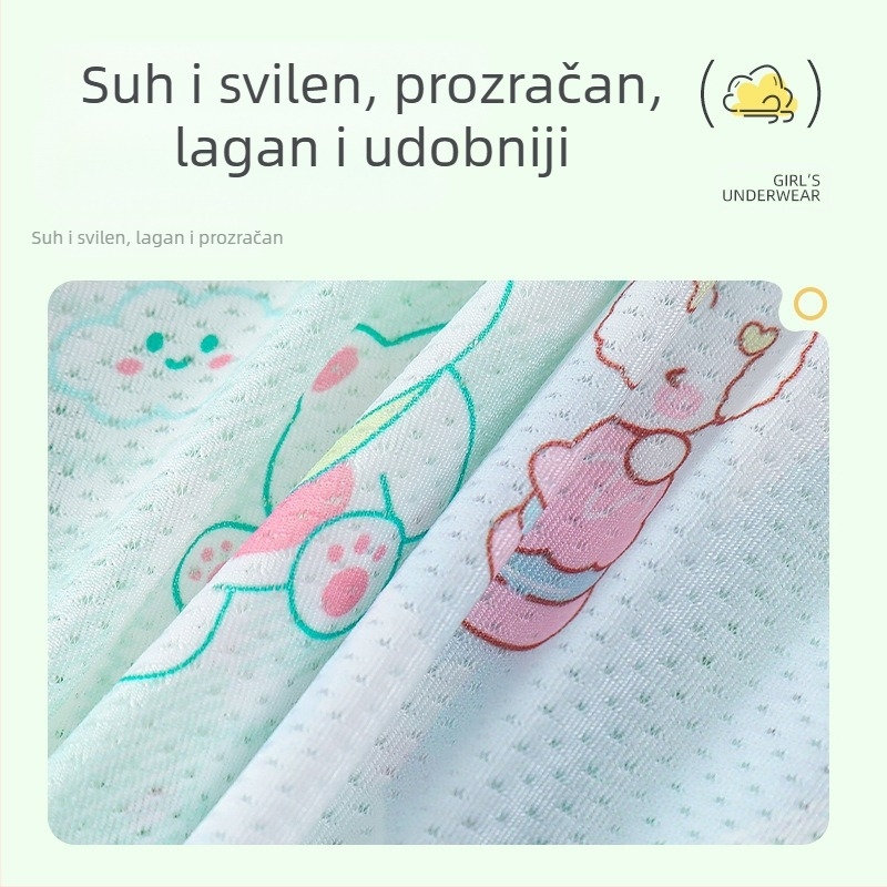 Dječje donje rublje Djevojačke bokserice klase A Ledena svila Ljetne tanke 7A antibakterijske crtane bokserice za bebe