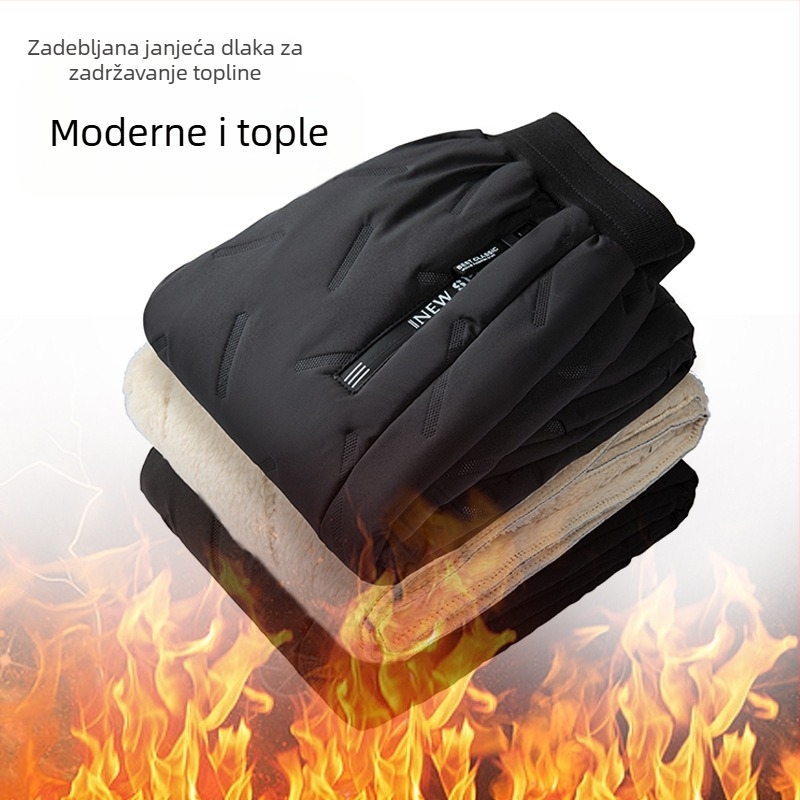 Dječje pamučne hlače za jesen i zimu, nove dječje ležerne hlače s flis podstavom, zadebljane, srednje i velike veličine, dječje zimske hlače od janjeće vune, otporne na vjetar