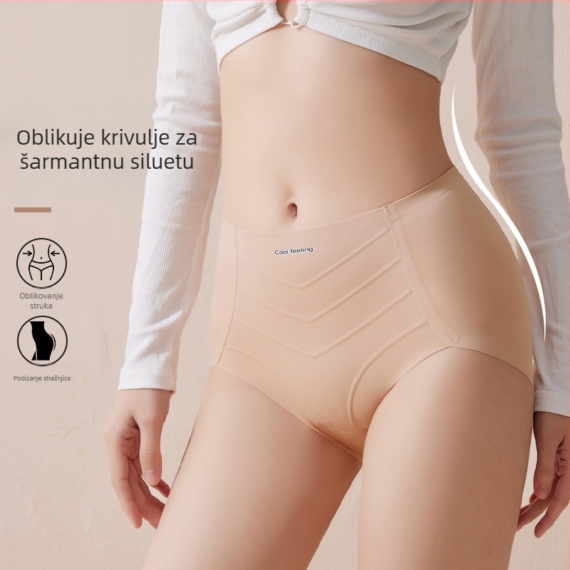 Ženske jednodijelne gaćice srednje visokog struka, antibakterijske pamučne, tanke, prozračne, bez tragova, za podizanje bokova i međunožja