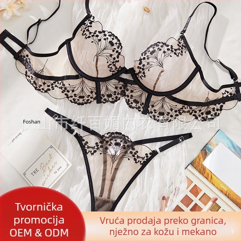 Tvornica vanjske trgovine, vruće prodavani čipkasti seksi francuski set donjeg rublja, uniforma, seksi crno iskušenje, ultra tanka mreža od čiste požude