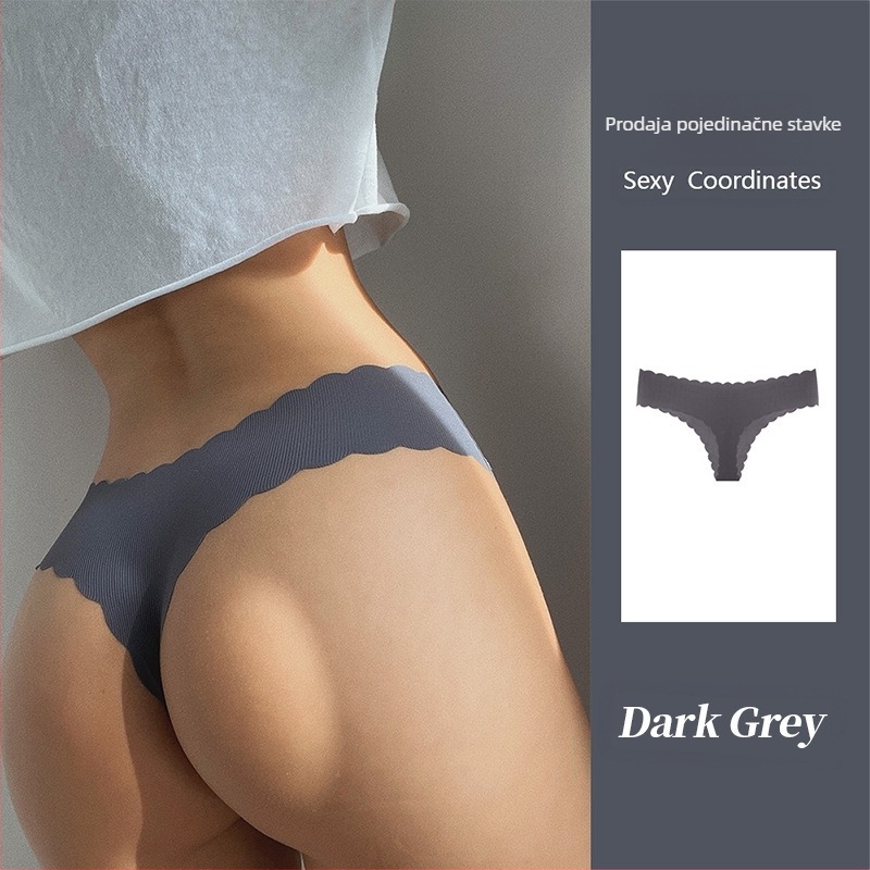 Tume europske veličine engleskog znaka rebraste ledeno svilene bešavne tange s valovitim rubom za žene velike veličine s niskim strukom, breskvasta stražnjica, seksi