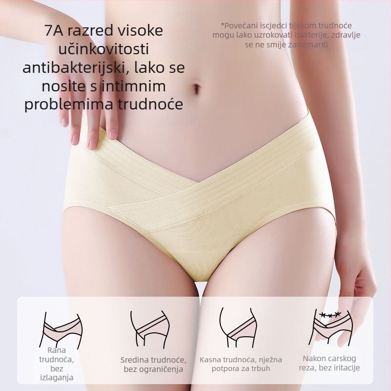 7A antibakterijsko donje rublje za trudnice, trudnice s niskim strukom, trudnice, bešavno prozračno donje rublje za trudnice u obliku slova U