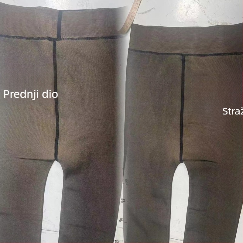 Popularne crne prozirne tajice s flis podstavom za mršavljenje s jednom riječi i međunožjem, za žene golih nogu, artefact najlonke