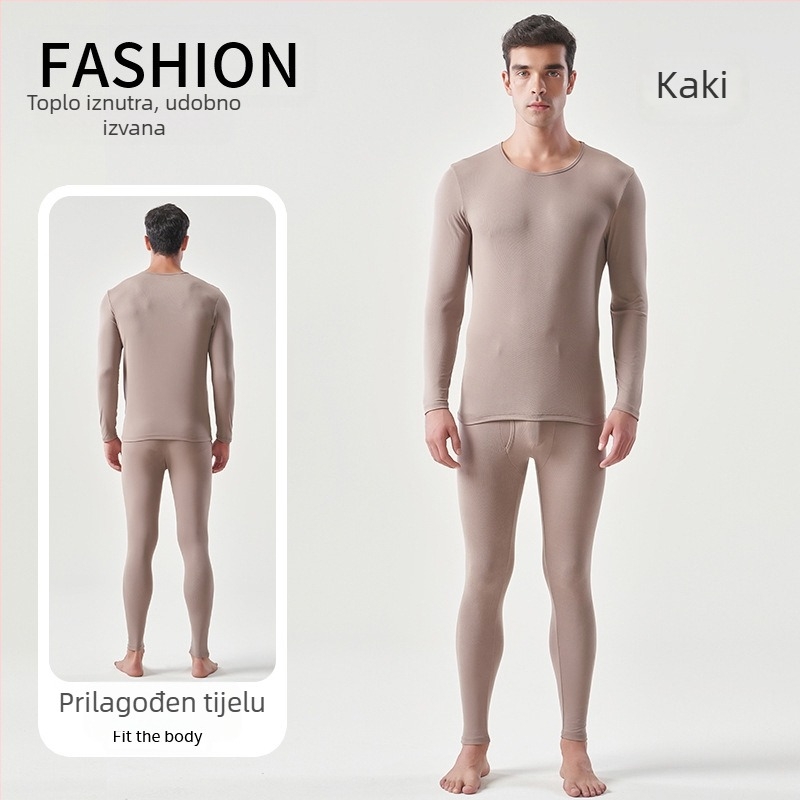 Muška antibakterijska tanka flis jesenska odjeća i hlače Shuyi odijelo visokoelastično dvostrano brušenje antibakterijsko termalno donje rublje
