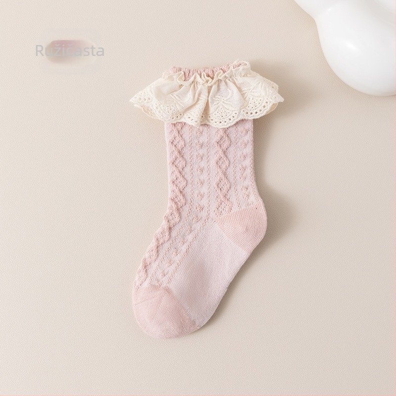 Dječje čarape Proljetne i jesenske dječje čarape Čipkaste čarape Kategorija a Pamučne čarape do sredine teleta Djevojčije čarape Dojenčad 0-5 godina