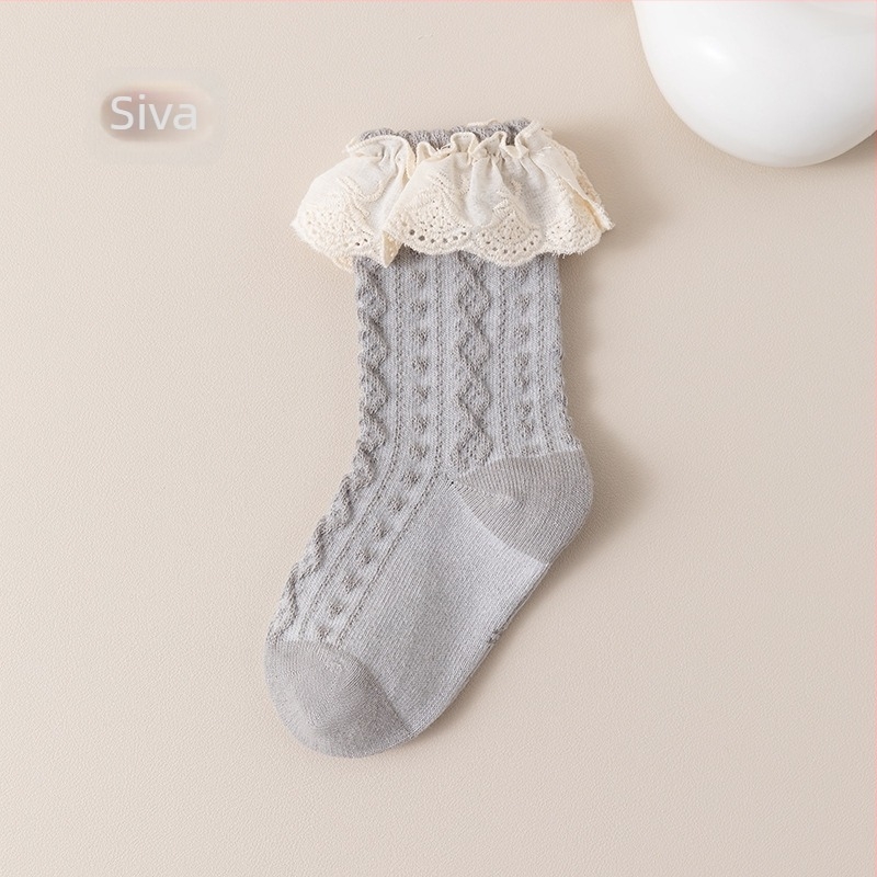 Dječje čarape Proljetne i jesenske dječje čarape Čipkaste čarape Kategorija a Pamučne čarape do sredine teleta Djevojčije čarape Dojenčad 0-5 godina