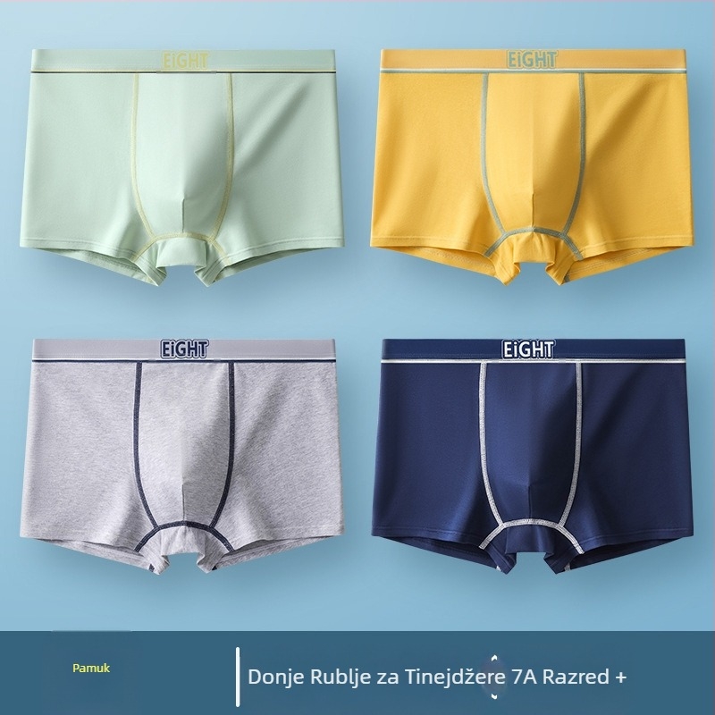 Novo muško donje rublje, pamučne bokserice klase A, plus veličine, srednjeg struka, brzosušeće, prozračno muško donje rublje s četiri kuta, za glavu