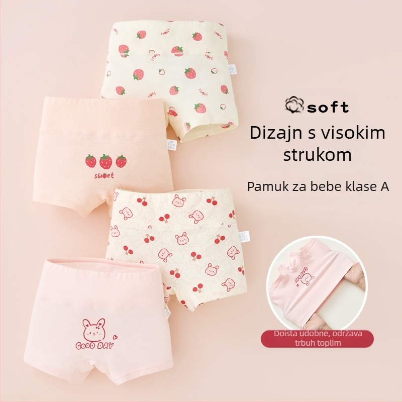 Djevojačke donje rublje od čistog pamuka, pamučne klase A, visokog struka, bokserice za trbuh, djevojačke kratke hlačice za jesen i zimu bez kopčanja za stražnjicu