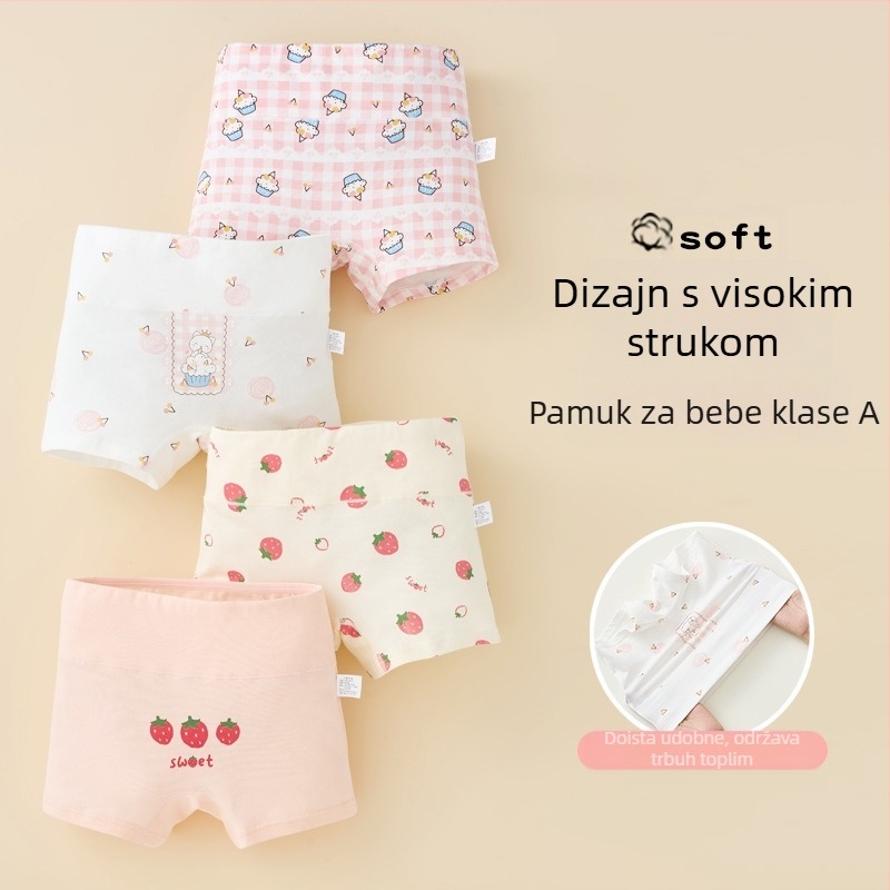 Djevojačke donje rublje od čistog pamuka, pamučne klase A, visokog struka, bokserice za trbuh, djevojačke kratke hlačice za jesen i zimu bez kopčanja za stražnjicu