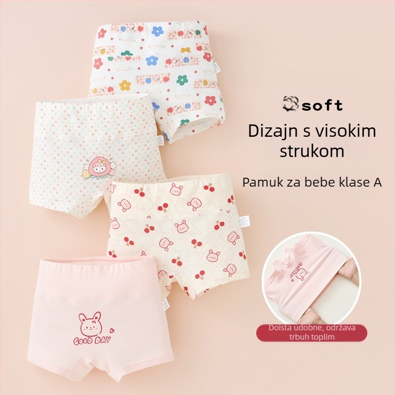 Djevojačke donje rublje od čistog pamuka, pamučne klase A, visokog struka, bokserice za trbuh, djevojačke kratke hlačice za jesen i zimu bez kopčanja za stražnjicu