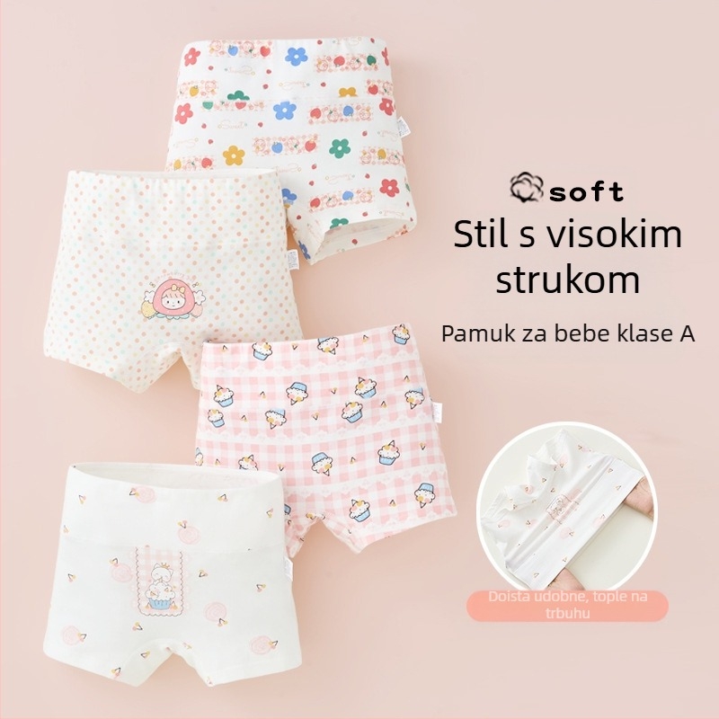 Djevojačke donje rublje od čistog pamuka, pamučne klase A, visokog struka, bokserice za trbuh, djevojačke kratke hlačice za jesen i zimu bez kopčanja za stražnjicu