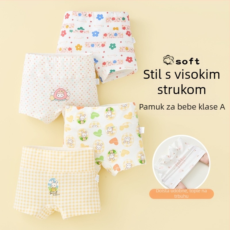 Djevojačke donje rublje od čistog pamuka, pamučne klase A, visokog struka, bokserice za trbuh, djevojačke kratke hlačice za jesen i zimu bez kopčanja za stražnjicu