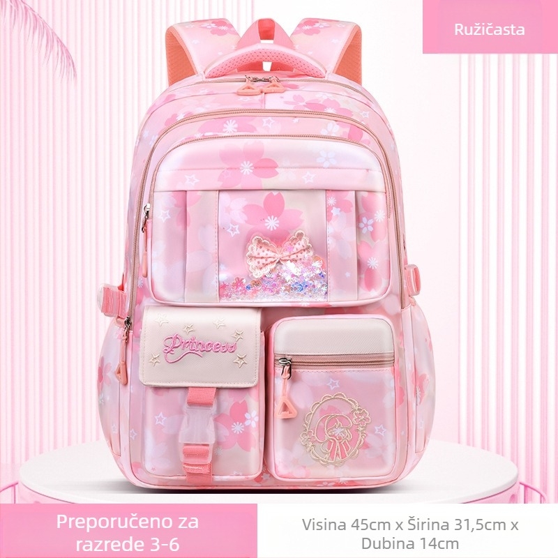 Ultra lagana dječja torba za osnovnu školu za djevojčice, slatka, moderna, djevojačkog stila, rasterećujuća, ruksak velikog kapaciteta, veleprodaja