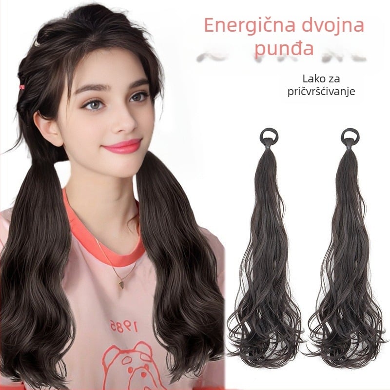 Tvornica veleprodaja perika za žene u roladi, rep se može vezati dvostruki rep gumicom dugi roladi, rep prirodne perike