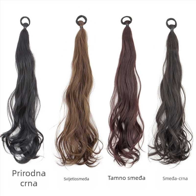 Tvornica veleprodaja perika za žene u roladi, rep se može vezati dvostruki rep gumicom dugi roladi, rep prirodne perike