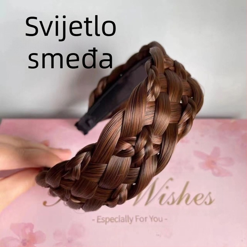 Nova proširena traka za kosu s perikom, zadebljana pletenica sa šest pramenova, ženska jednodijelna pletenica u obliku riblje kosti, dodaci za kosu