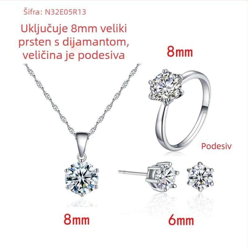 2023 nišni dizajn naušnice sa šest kandži, cirkonske ogrlice, ženske jednostavne modne naušnice visokog smisla, veleprodaja nakita