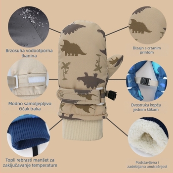 Dječje skijaške rukavice za novorođenčad, brzosušeće tkanine, podstavljene flisom, zadebljane, dječje vodootporne, tople rukavice