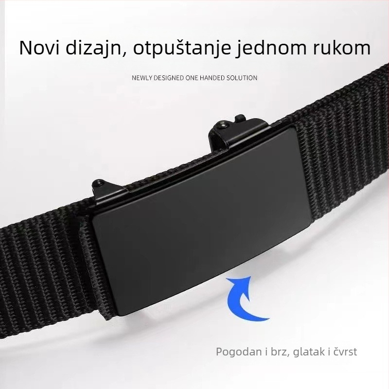 Bezubi muški remen s automatskom kopčom, najlonski platneni taktički tkani remen za hlače, vanjski remen za vojni trening, ležerni, višenamjenski vanjski remen