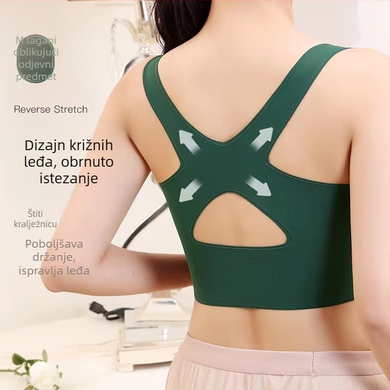 Sportski grudnjak Push-up Beauty s križnom kopčom na leđima, fitness i otporan na udarce, s podesivim potporama za grudi, bešavno sportsko donje rublje