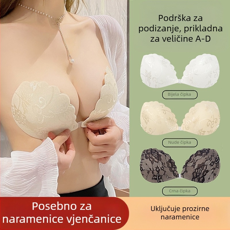 Na zalihi veleprodajne čipkaste naljepnice za prsa za vjenčanicu, ženske male prsa, zadebljane, velike, protiv opuštanja, push up nevidljive gornje potpore, silikonske naljepnice za grudi